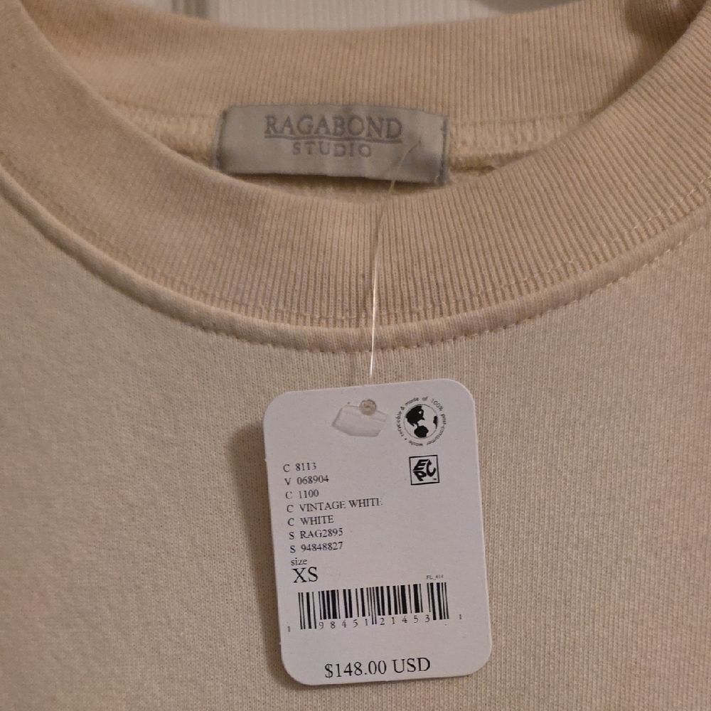 Free People And Ragabond, Black and Cream Crewneck Sweater XS - Picture 4 of 4